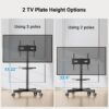 Mobile TV Stand for 23-60 Inch LCD LED Flat/Curved Panel Screen TVs, Tilt TV Cart Holds up to 88Lbs Portable Stand with Laptop Shelf Rolling Floor Max VESA 400x400mm (PSTVMC06)