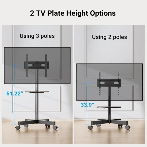 30b1d8b3eaf24a50b7935197e6a96ae3 Mobile TV Stand for 23-60 Inch LCD LED Flat/Curved Panel Screen TVs, Tilt TV Cart Holds up to 88Lbs Portable Stand with Laptop Shelf Rolling Floor Max VESA 400x400mm (PSTVMC06)
