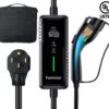 Level 2 & Level 1 EV Charger, 16Amp 110-240V Portable J1772 Electric Car Charger with Adjustable Amp Delayed Timer 25ft Long Cord