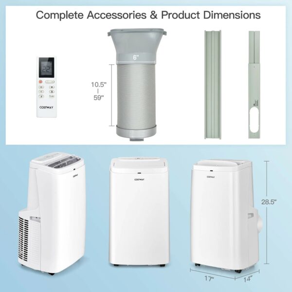 31520f58a56b4cc488905454f6434749 Costway 6350 BTU (9000BTU ASHRAE) Portable Air Conditioner 3-in-1 Air Cooler Fan Dehumidifier w/ Remote