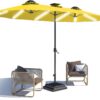 15ft Patio Umbrella with Solar Lights, Large Double Umbrella Outdoor, Rectangle 180''x106'' Umbrellas with 156 PCS LED Lights and Crank Handle for Backyard Deck Pool Shade in Black(1.9" Pole)