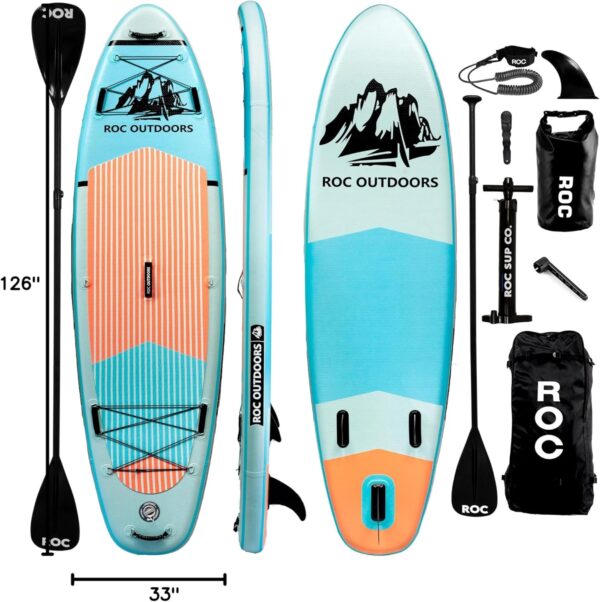 3172923b3c764d78974cf17c13b94901 Roc Inflatable Stand Up Paddle Boards 10 ft 6 in with Premium SUP Paddle Board Accessories, Wide Stable Design, Non-Slip Comfort Deck for Youth & Adults
