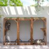 Coziwow Outdoor Cat House Enclosure Pet Cage Catio W/ Asphalt Roof, 3 Platforms, Gray