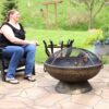 Sunnydaze 30" Royal Outdoor Steel Fire Pit with Spark Screen and Poker