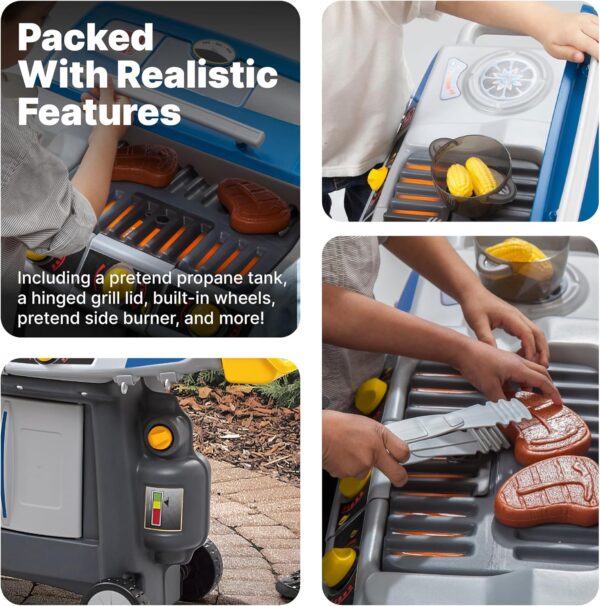 31c7f5b9f91045deb322f973c8e3c7b1 Step2 Sizzle & Smoke BBQ Grill Kids Playset, Indoor/Outdoor Kitchenette, Interactive Play with Sounds, Made of Durable Plastic, Includes 15 Piece Toy Accessories, For Toddlers 3+ Years Old