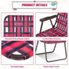 Canddidliike 6 Pieces Folding Beach Chair Camping Lawn Webbing Chair-Red, Folding Aluminum Webbed Lawn Chairs with Detachable Cup Holder
