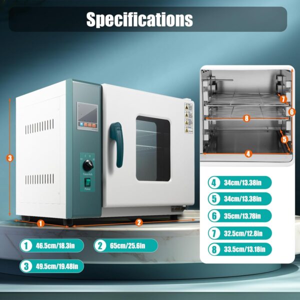 3236f0785172463e909644b0ca962401 110V 1000W Horizontal Electric Blast Drying Oven 45L/12Gal Lab Forced Air Convection Drying Oven with Intelligent Temperature Controller for Industrial, Schools, Research Institutes