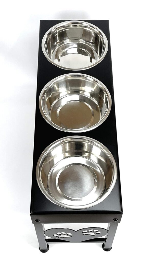 3243232341794e2abcc64af71fbe8419 Pet Feeding Station Triple 3-Quart Metal Dog Bowl 16" Tall