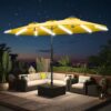 15ft Patio Umbrella with Solar Lights, Large Double Umbrella Outdoor, Rectangle 180''x106'' Umbrellas with 156 PCS LED Lights and Crank Handle for Backyard Deck Pool Shade in Black(1.9" Pole)