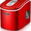 Nugget Ice Maker Countertop with Handle, Ready in 6 Mins, 34lbs Per Day, Removable Top Cover, Auto-Cleaning, Portable Sonic Ice Maker with Basket and Scoop, for Home/Party/RV/Camping (Black)