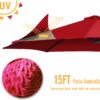 15ft Patio Umbrella with Solar Lights, Large Double Umbrella Outdoor, Rectangle 180''x106'' Umbrellas with 156 PCS LED Lights and Crank Handle for Backyard Deck Pool Shade in Black(1.9" Pole)
