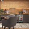 Lanbo - Freestanding/Built-In 23.4'' width 18 Bottle 56 Can Dual Zone Combo Wine and Beverage Cooler - Black