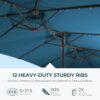 Double Sided Patio Umbrellas - 15ft Solar Lights LED Lighted Outdoor Extra Large Market Table Umbrella with Base Included, Oversized Umbrella for Deck, Pool, Backyard (Beige)
