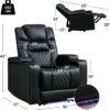 Power Home Theater Seating Set of 3, Brown Faux Leather Electric Recliner Chair with Powered Headrest, Dual Motors Movie Reclining Chairs with LED Lights,USB Port,Cup Holders, Hidden Arm Storage