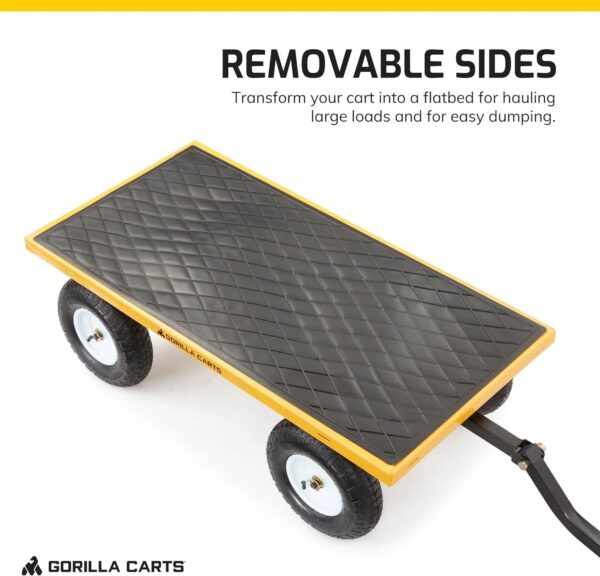 33b9c0bafd5f474eb93f74dd146d1be4 7 Cu Ft Heavy Duty Steel Utility Cart, with Steel Mesh Bed 1200 Pound Hauling Capacity, for Outdoor, Yard Camping, Yellow