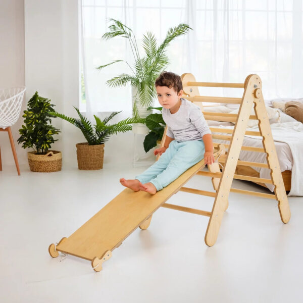 344f115cef9945a3b8f1074c8b48accc Toddler Indoor Play Equipment 2in1: Foldable Triangle Ladder and Slide/Climbing Board - Montessori Playground for Kids and Babies