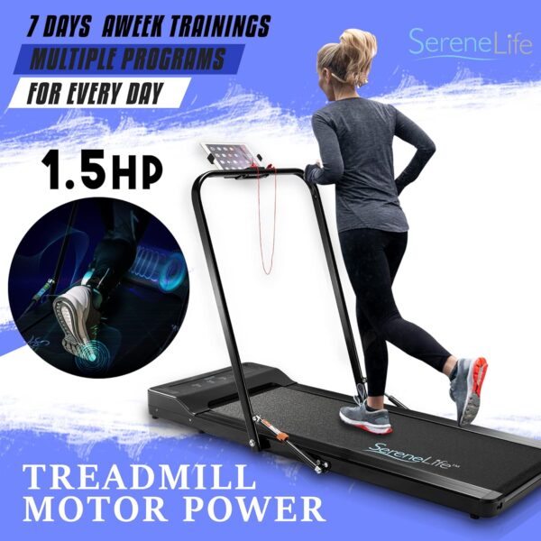 3467fea931654a04a9c96c73e65adbdb SereneLife Folding Treadmill - Foldable Home Fitness Equipment with LCD for Walking & Running - Cardio Exercise Machine - Preset and Adjustable Programs - Bluetooth Connectivity