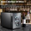 24 inch Wine Cooler, 46 Bottle - Dual Zone Built-in or Freestanding Fridge with Stainless Steel Reversible Glass Door, for Home, Kitchen, or Office.