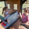 Backyard Discovery Canyon Creek Cedar Wood Swing Set with Wave Slide, Clubhouse, Play Kitchen, Picnic Area, Belt Swings, Web Swing, Rock Wall, Balconies, Playhouse, Step Ladder, Outdoor Playset