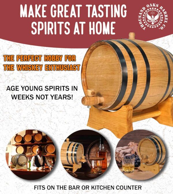34a05eff8d3e4279bd2cc464d29a6508 Thousand Oaks Barrel 5 gallon oak aging barrel with stand stopper and faucet