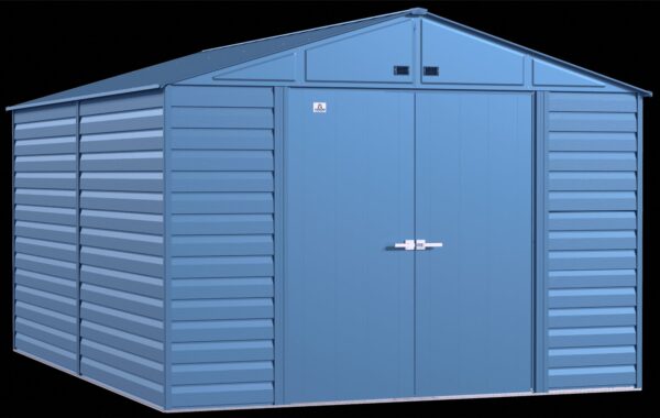 34ba87d7548d41e6ae2704b1109acbd2 Arrow Select Steel Storage Shed, 10x14, Blue Grey