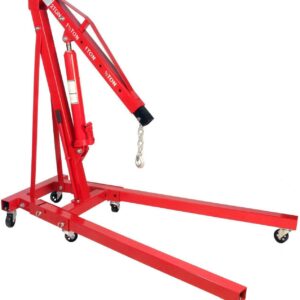 Dragway Tools 2 Ton Folding Hydraulic Engine Hoist Cherry Picker Shop Crane Hoist Lift with 6 Fully Rotating Caster Wheels