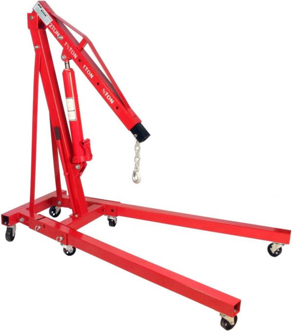 34d8d12d2863426ea80b809e66a14f56 Dragway Tools 2 Ton Folding Hydraulic Engine Hoist Cherry Picker Shop Crane Hoist Lift with 6 Fully Rotating Caster Wheels
