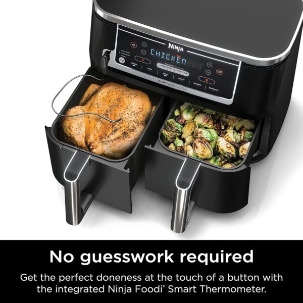 3537456ba6fd49a9ac66770a7d745cd8 DZ401 Foodi 10 Quart 6-in-1 DualZone XL 2-Basket Air Fryer with 2 Independent Frying Baskets, Match Cook & Smart Finish to Roast, Broil, Dehydrate for Quick, Easy Family-Sized Meals, Grey