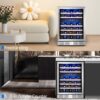 24 inch Wine Cooler, 46 Bottle - Dual Zone Built-in or Freestanding Fridge with Stainless Steel Reversible Glass Door, for Home, Kitchen, or Office.