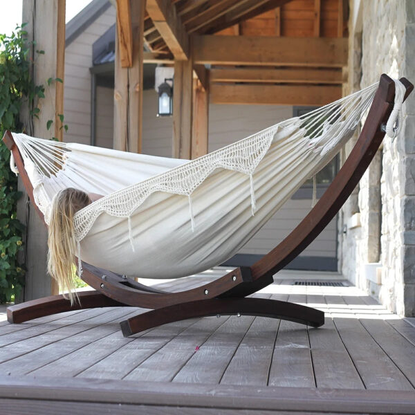 35cca7a1c9b54bc989f73d23741f9645 Vivere Double Cotton Hammock with Solid Pine Stand- Natural