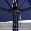 15 ft Large Patio Umbrella with Solar Lights Double-Sided Outdoor Rectangle Market Umbrellas with 36 LED Lights/Base Included/Easy Crank for Patio Garden Yard Pool Lawn, Brown