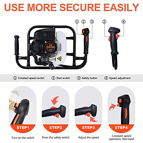 360af0ed99f942c7a57e9625201c9c51 DC HOUSE 52cc 2.4HP Gas Powered Post Hole Digger with Two Earth Auger Drill Bit