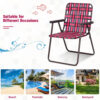 Canddidliike 6 Pieces Folding Beach Chair Camping Lawn Webbing Chair-Red, Folding Aluminum Webbed Lawn Chairs with Detachable Cup Holder