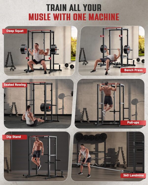 3691c0f72bba40c190b4717f37eaf49c Sportsroyals Power Cage,1600lbs Multi-Function Power Rack with Adjustable Cable Crossover System and More Training Attachment, Weight Cage for Home Gym