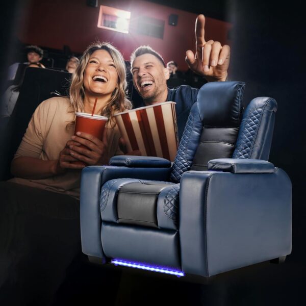 369a4ac43349412480365e7309afe06c Power Home Theater Seating Set of 3, Brown Faux Leather Electric Recliner Chair with Powered Headrest, Dual Motors Movie Reclining Chairs with LED Lights,USB Port,Cup Holders, Hidden Arm Storage