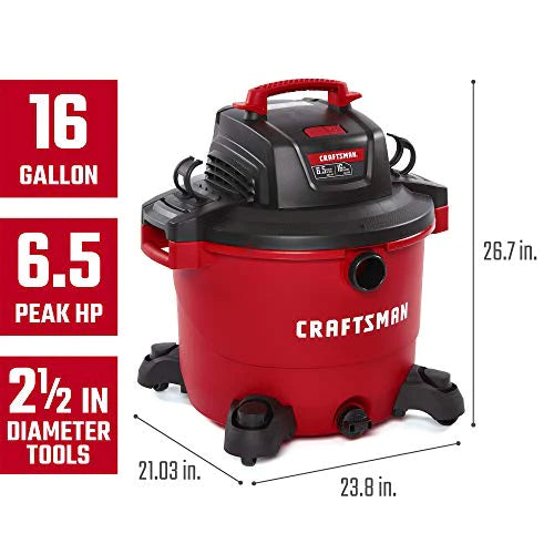 369e7ba651a14f9696facb1fdbff88fb CRAFTSMAN 16 Gallon 6.5 Peak HP Wet/Dry Vac, Heavy-Duty Shop Vacuum