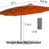 15ft Patio Umbrella with Solar Lights, Large Double Umbrella Outdoor, Rectangle 180''x106'' Umbrellas with 156 PCS LED Lights and Crank Handle for Backyard Deck Pool Shade in Black(1.9" Pole)