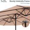 15ft Patio Umbrella Double-Sided Outdoor Market Extra Large Umbrella with Crank, Umbrella Base Included (Dark Red)