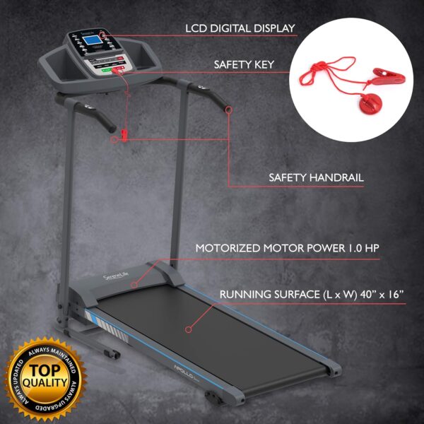 37240677dc9d43dda817fa397d8b011c SereneLife Folding Treadmill - Foldable Home Fitness Equipment with LCD for Walking & Running - Cardio Exercise Machine - Preset and Adjustable Programs - Bluetooth Connectivity