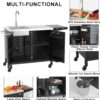 Outdoor Grill Table with Stainless Steel Sink - Metal Grill Cart Kitchen Island
