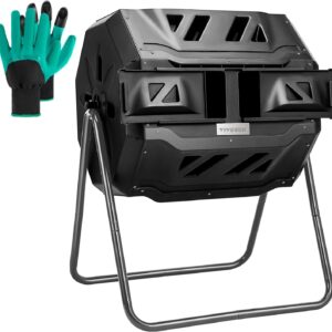 VIVOSUN Outdoor Tumbling Composter Dual Rotating Batch Compost Bin, 43 Gallon Black Door