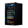 NewAir - 126-Can Beverage Cooler with Glass Door, Adjustable Shelves, 7 Temperature Settings and Lock - Black