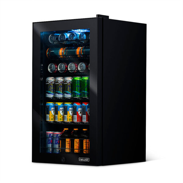 381f6b71d0f24a9c9601f79071935e80 NewAir - 126-Can Beverage Cooler with Glass Door, Adjustable Shelves, 7 Temperature Settings and Lock - Black