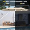 15ft Patio Umbrella with Solar Lights, Large Double Umbrella Outdoor, Rectangle 180''x106'' Umbrellas with 156 PCS LED Lights and Crank Handle for Backyard Deck Pool Shade in Black(1.9" Pole)