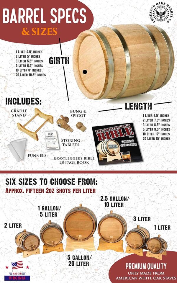 387aa45d09444436920bf4bd0504f061 Thousand Oaks Barrel 5 gallon oak aging barrel with stand stopper and faucet