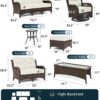 Outdoor Swivel Rocker Patio Chairs with 6-Inch Thick Cushions and Side Table, 3PCS High Back Wicker Patio Furniture Set for Porch, Balcony, Deck and Yard in Blue