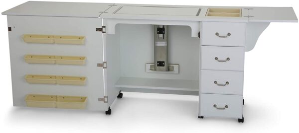 38bc0fca37d94894b0ef452eba76a0de Sewing Cabinet for Sturdy Sewing, Cutting, Quilting, and Crafting with Storage and Airlift, Black Finish