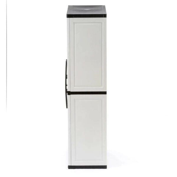 38ea0c140a27411c9b062d0e39e35af9 HDX Gray Plastic Freestanding Garage Cabinet, 35′′W x 71′′H x 18′′D, with Adjustable Shelves and Lockable Doors