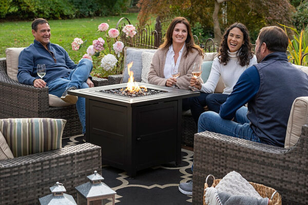 Mr. Bar-B-Q - Outdoor Fire Pit with Steel Mantel - Black