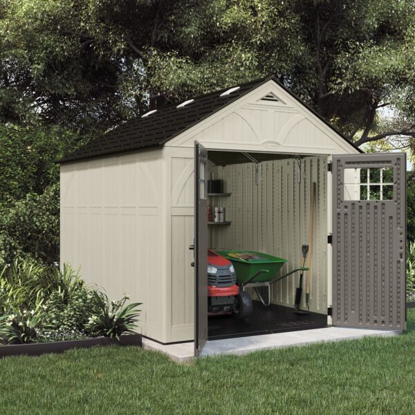3954d89eb35e49f48fa5ef6a5078fcc6 Suncast 8 x 10 ft. Metal and Resin Storage Shed, Vanilla